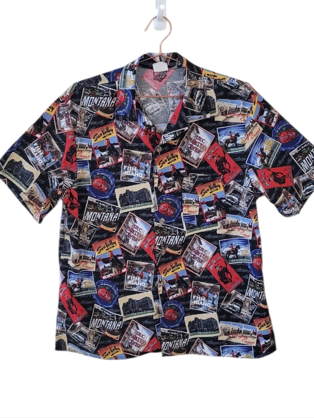 The Empire Co. Horizon Airlines Button Front Short Sleeve Travel Shirt Size XL